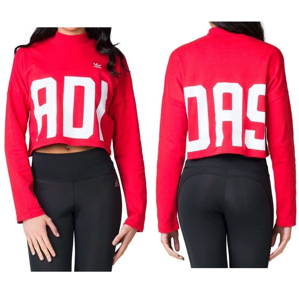 ADIDAS Originals Women’s Bold Age Cropped 100% Cotton Oversized Sweatshirt Sz M - Picture 11 of 15